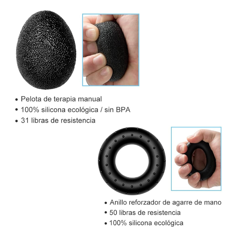 Fortalecedor de Mano Ajustable -Hand Grip con Set de Accesorios 5 Piezas