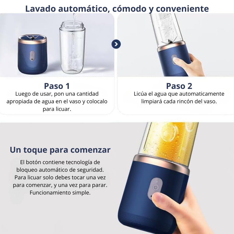 Mini Licuadora de 400 ml Vaso Portátil Recargable USB
